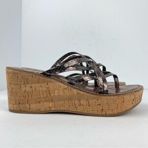 Sam Edelman size 10 Women’s Bronze Metallic Strappy Platform Cork Wedge Sandals
